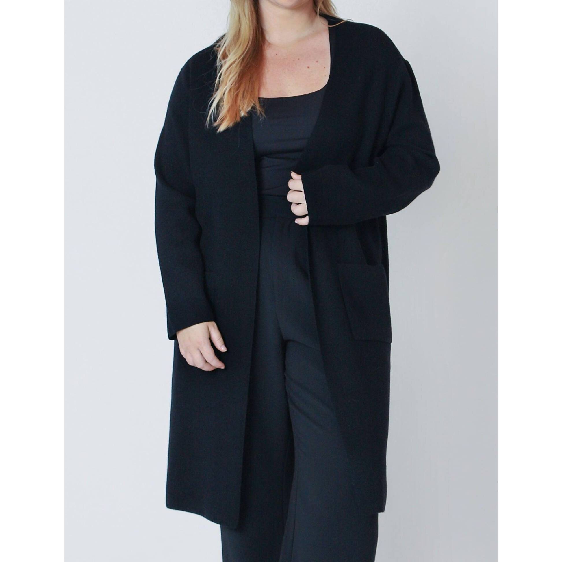 New Dex Longline Open Cardigan - Plus In Black